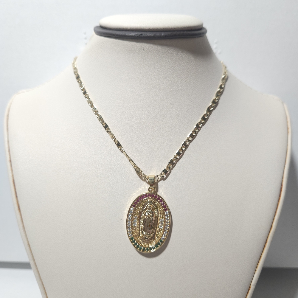 Virgin of Guadalupe Gold Plated Pendant Necklace